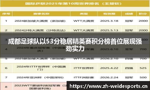 成都足球队以53分稳居精英赛积分榜首位展现强劲实力